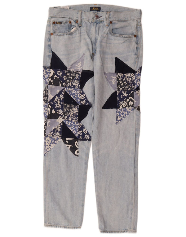 POLO RALPH LAUREN Jeans retos femininos W26 L26 azul patchwork algodão