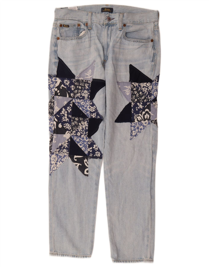 POLO RALPH LAUREN Jeans retos femininos W26 L26 azul patchwork algodão