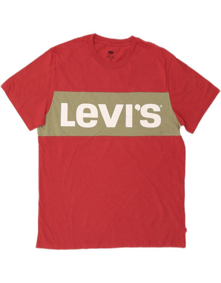 Camiseta gráfica masculina LEVI'S Top grande bloco colorido vermelho