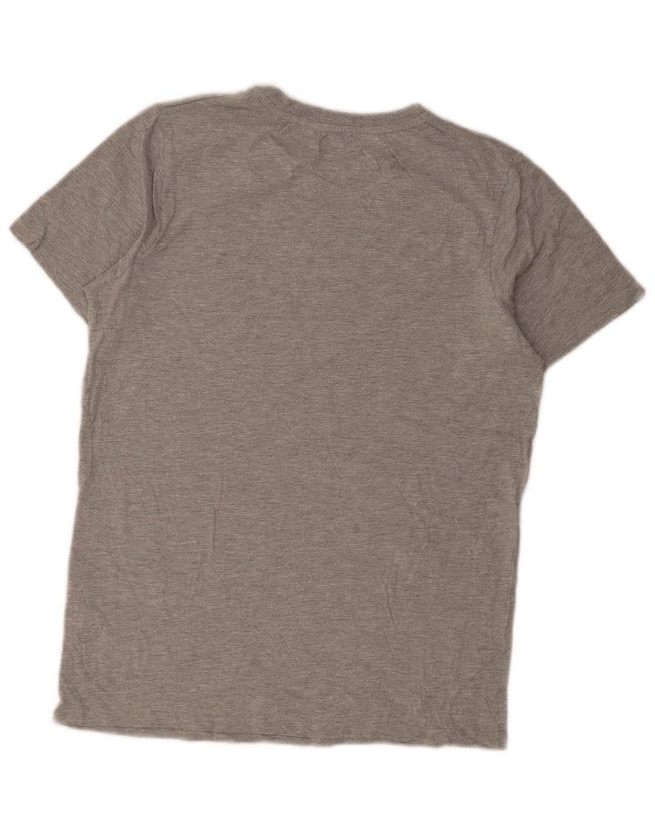 Camiseta masculina Penguin grande algodão manchado cinza