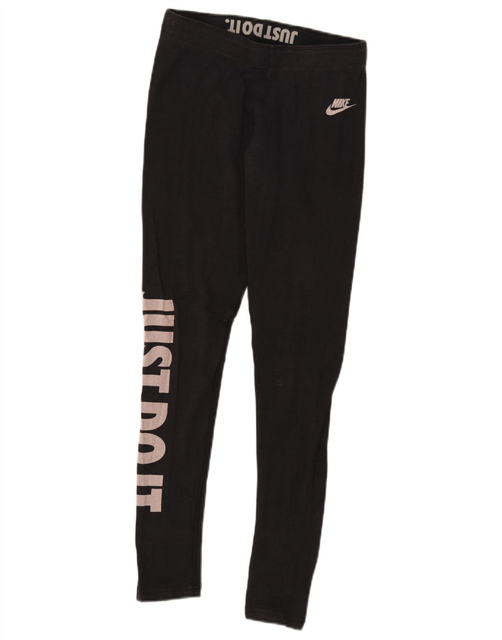 Leggings Nike Femininas Gráficas UK 10 Pequenas Algodão Preto