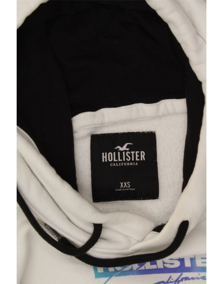 HOLLISTER Mens Graphic Hoodie Jumper 2XS White Cotton Vintage Hollister and Second-Hand Hollister from Messina Hembry 