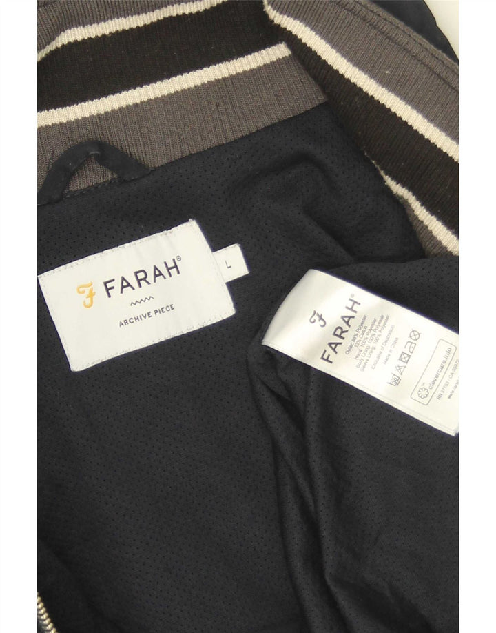 Jaqueta Anorak masculina com capuz Farah UK 40 grande poliéster azul marinho