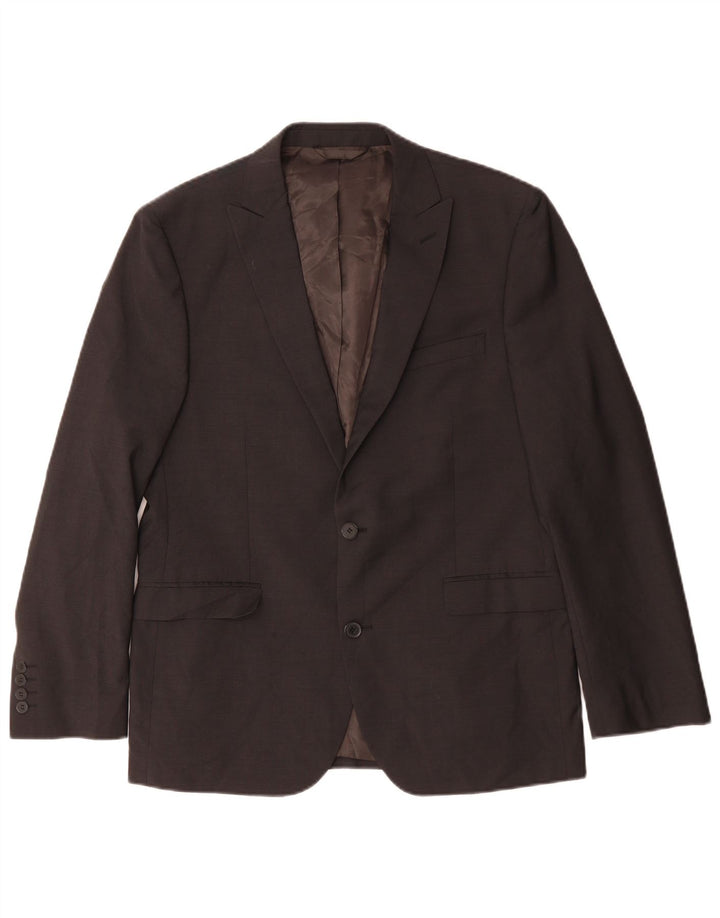 Jaqueta blazer masculina Dkny Slim Fit 2 botões Reino Unido 40 grande lã marrom