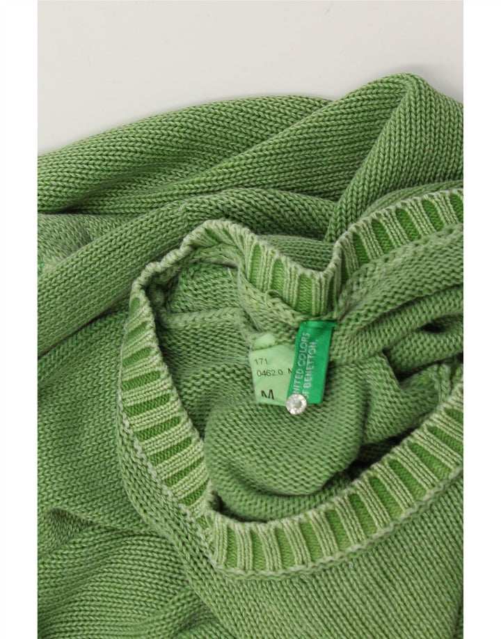 Suéter masculino Benetton com gola redonda, verde médio