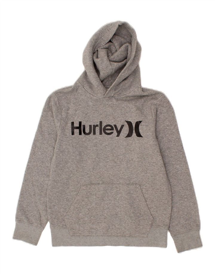 HURLEY Boys Graphic Hoodie Jumper 10-11 Years Grey Cotton Vintage Hurley and Second-Hand Hurley from Messina Hembry 