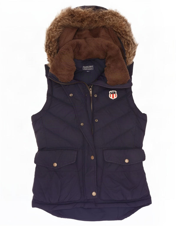 Colete acolchoado com capuz feminino Ralph Lauren Reino Unido 6 XS azul marinho algodão