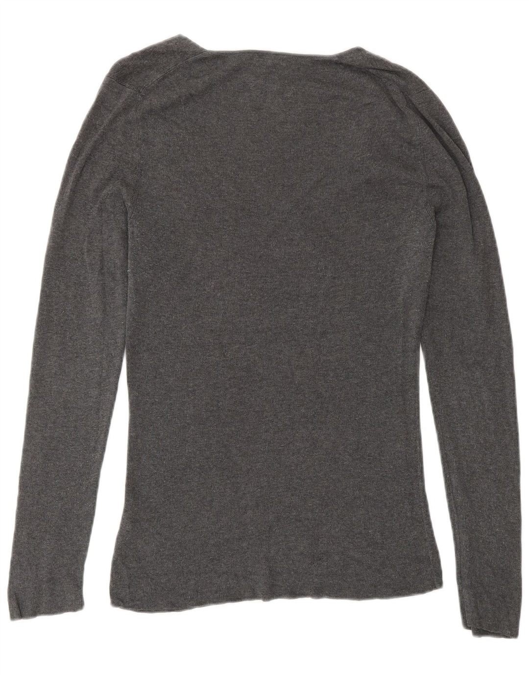 Suéter feminino JIGSAW com decote em V Reino Unido 12 algodão cinza médio