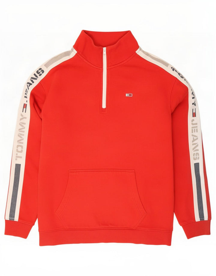 Tommy Hilfiger moletom gráfico masculino jumper médio vermelho colorblock