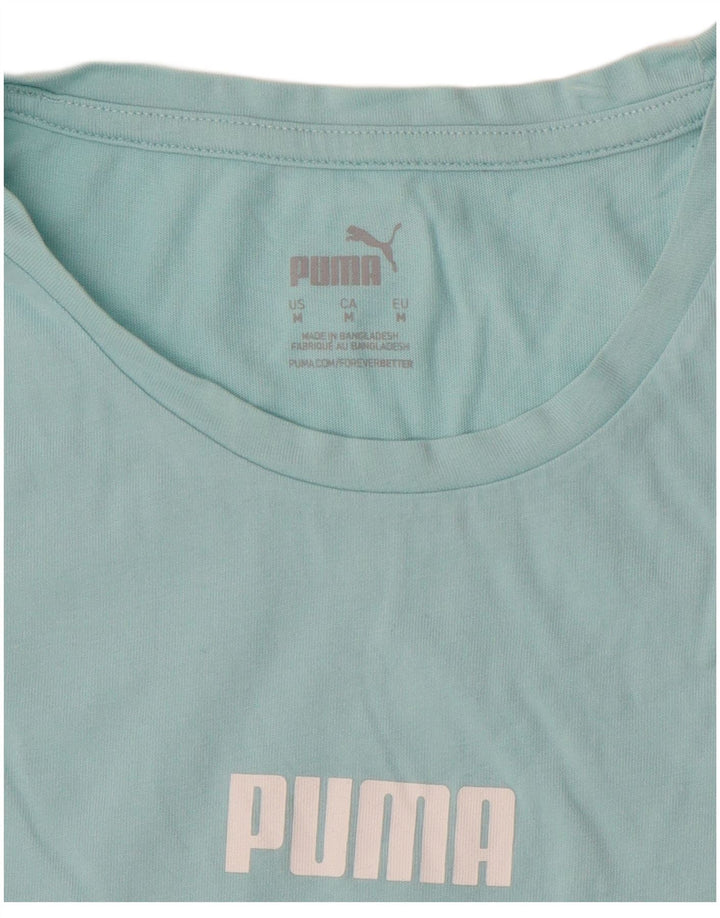 Camiseta feminina PUMA com estampa gráfica UK 12 bloco colorido azul médio
