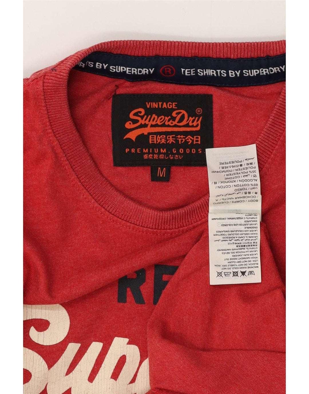 Camiseta masculina gráfica SUPERDRY Top médio algodão vermelho