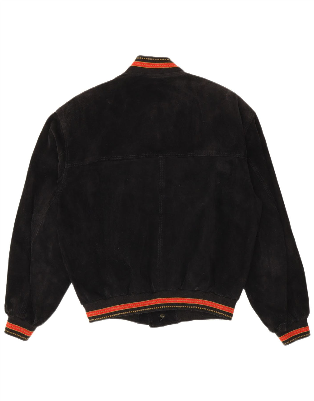 Jaqueta bomber masculina vintage de camurça IT 48 couro listrado preto médio