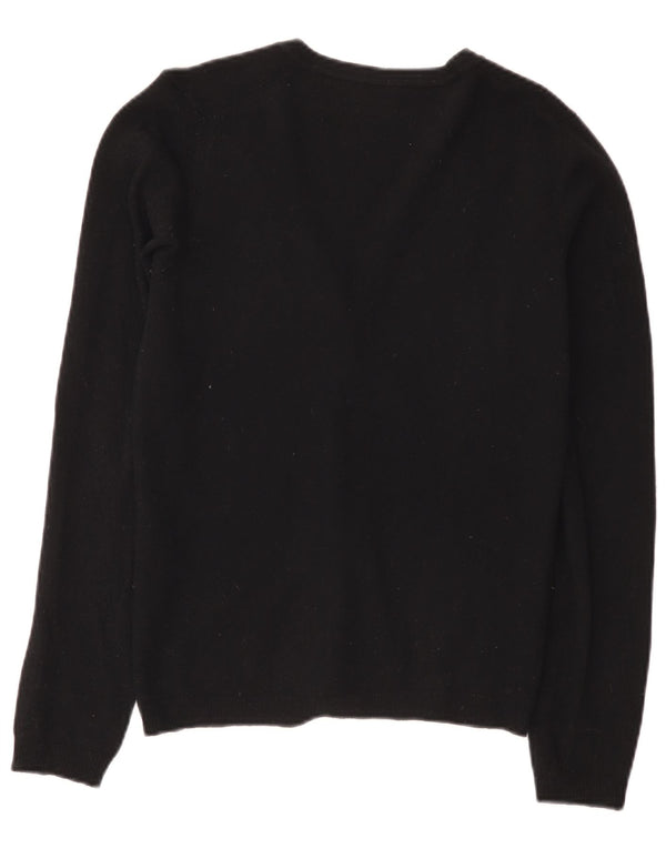 Suéter cardigã feminino Benetton UK 10 pequeno lã preta