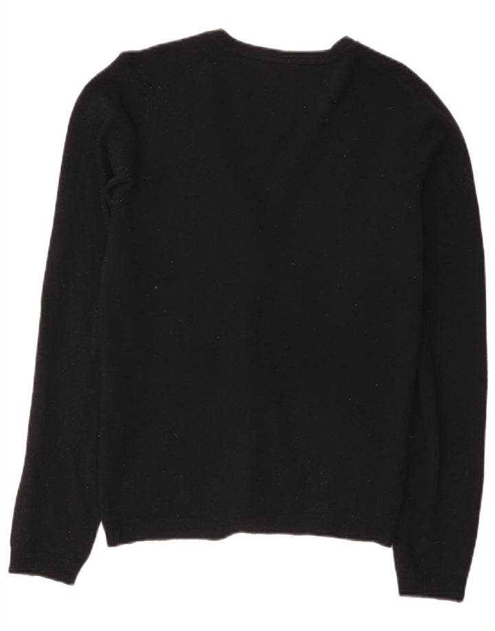 Suéter cardigã feminino Benetton UK 10 pequeno lã preta