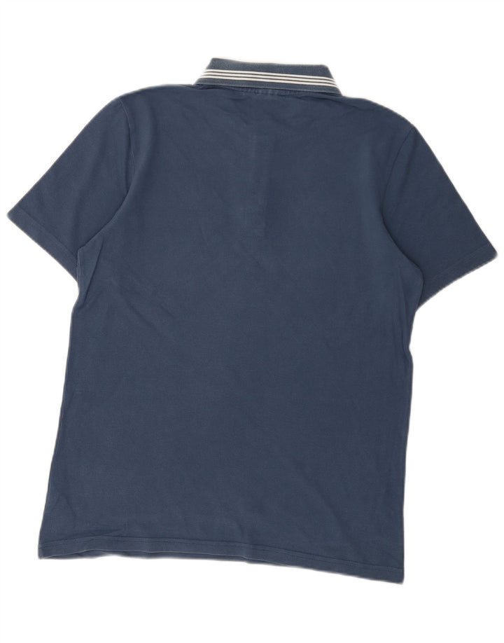 Camisa polo masculina Adidas pequena algodão azul marinho