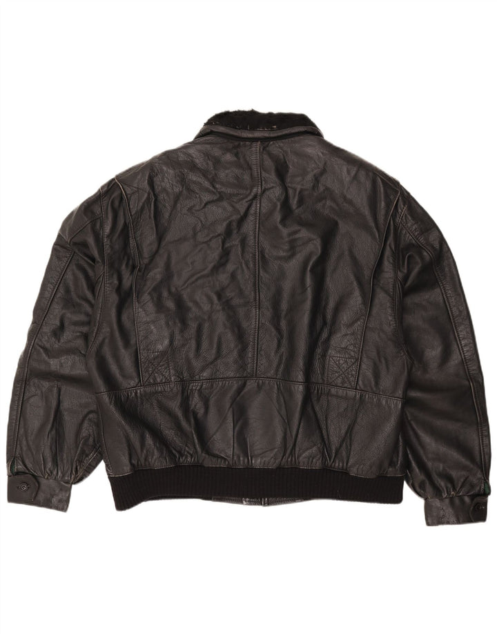Jaqueta de couro masculina vintage IT 56 3XL couro preto