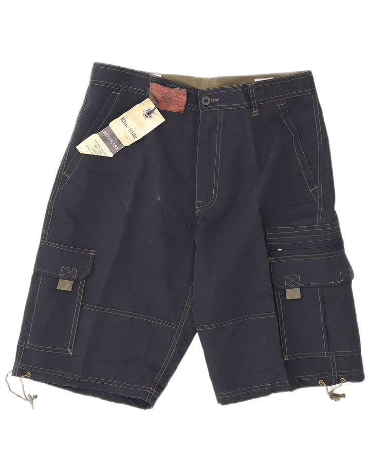 Blue Side Mens Cargo Shorts Grande Poliéster W34 Azul Marinho
