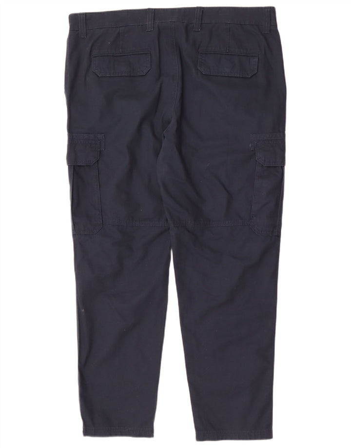 Calça cargo reta masculina Marks & Spencer W38 L29 algodão azul marinho