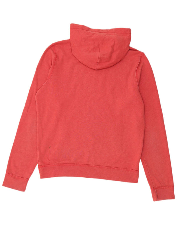 Jumper feminino com capuz gráfico Hollister Reino Unido 14 algodão vermelho médio