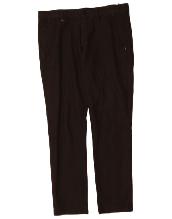 Zara Mens Slim Chino Calças EU 38 Pequeno W30 L29 Algodão Preto