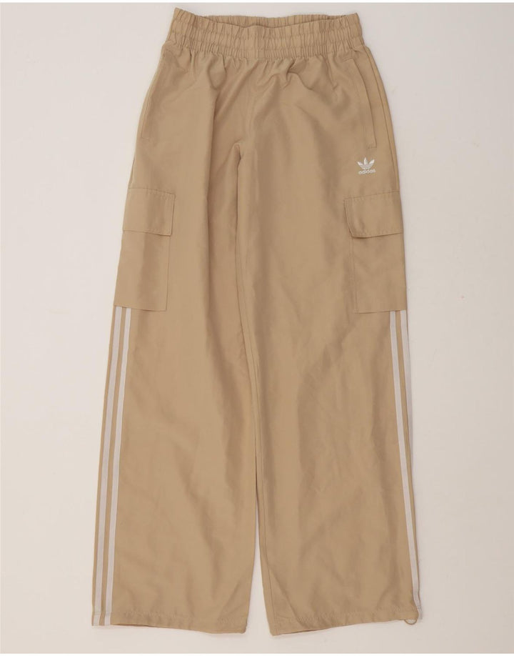 Adidas Womens Cargo Tracksuit Calças Reino Unido 8/10 Pequeno Poliéster Bege