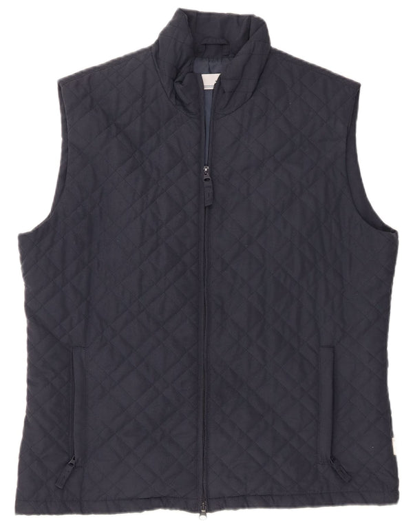 Colete acolchoado feminino Sergio Tacchini UK 16 grande poliéster azul marinho