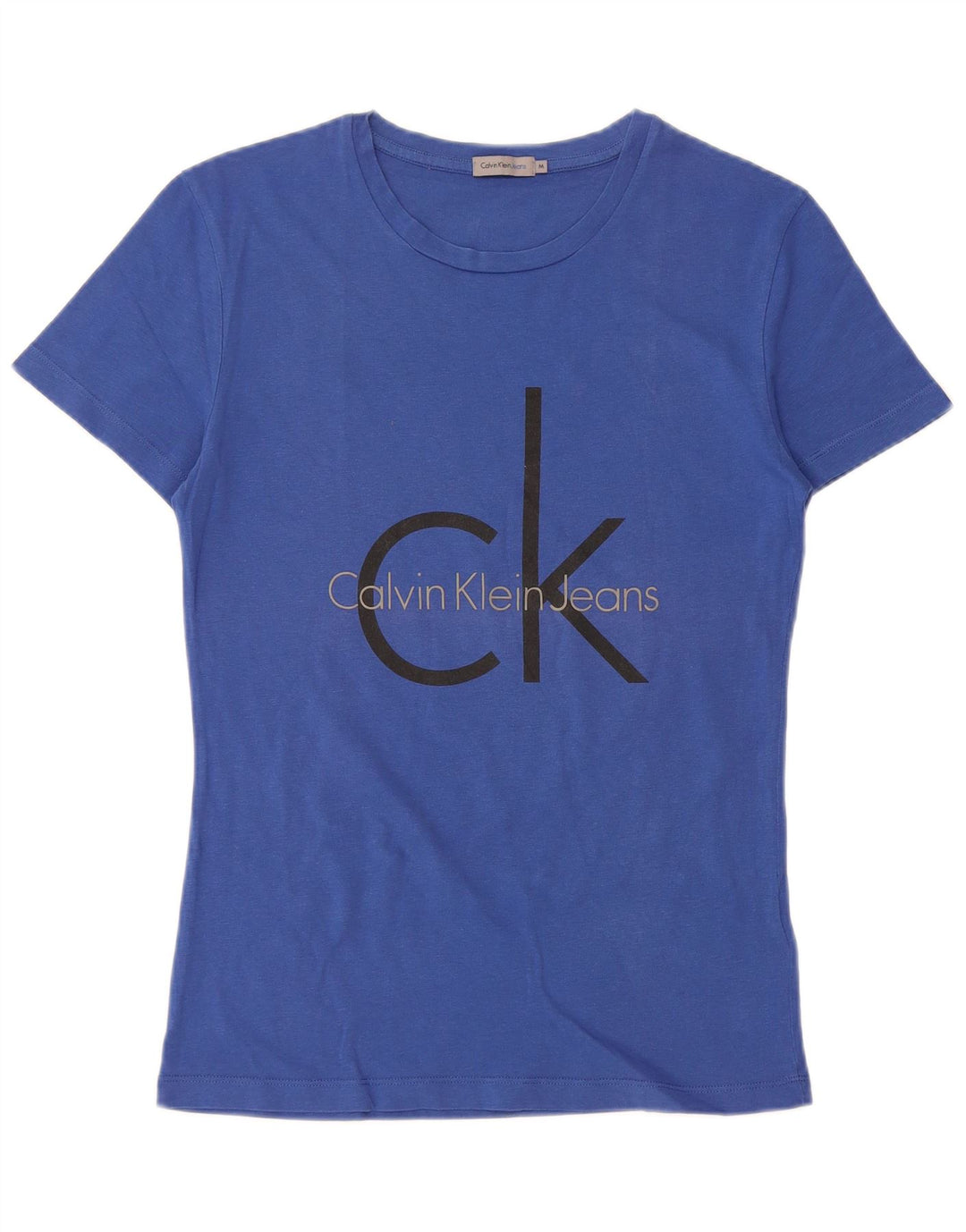 Camiseta feminina CALVIN KLEIN JEANS com estampa gráfica UK 12 algodão azul médio