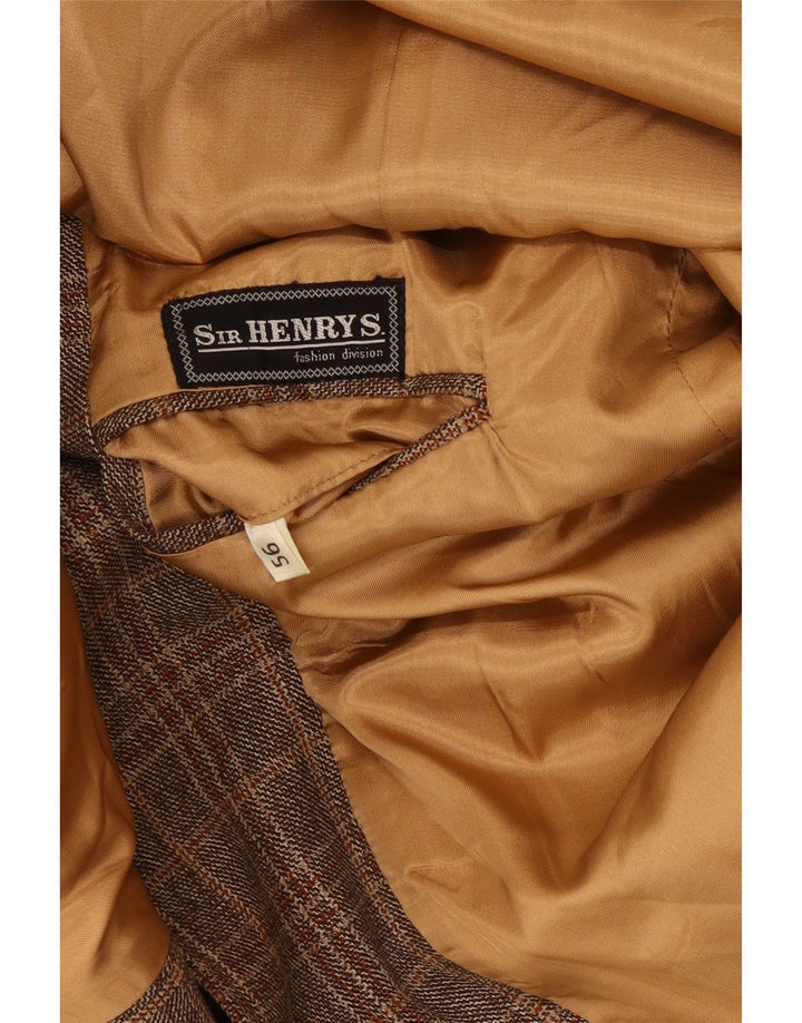 Jaqueta blazer masculina de 2 botões Sir Henry's Reino Unido 40 grande xadrez marrom