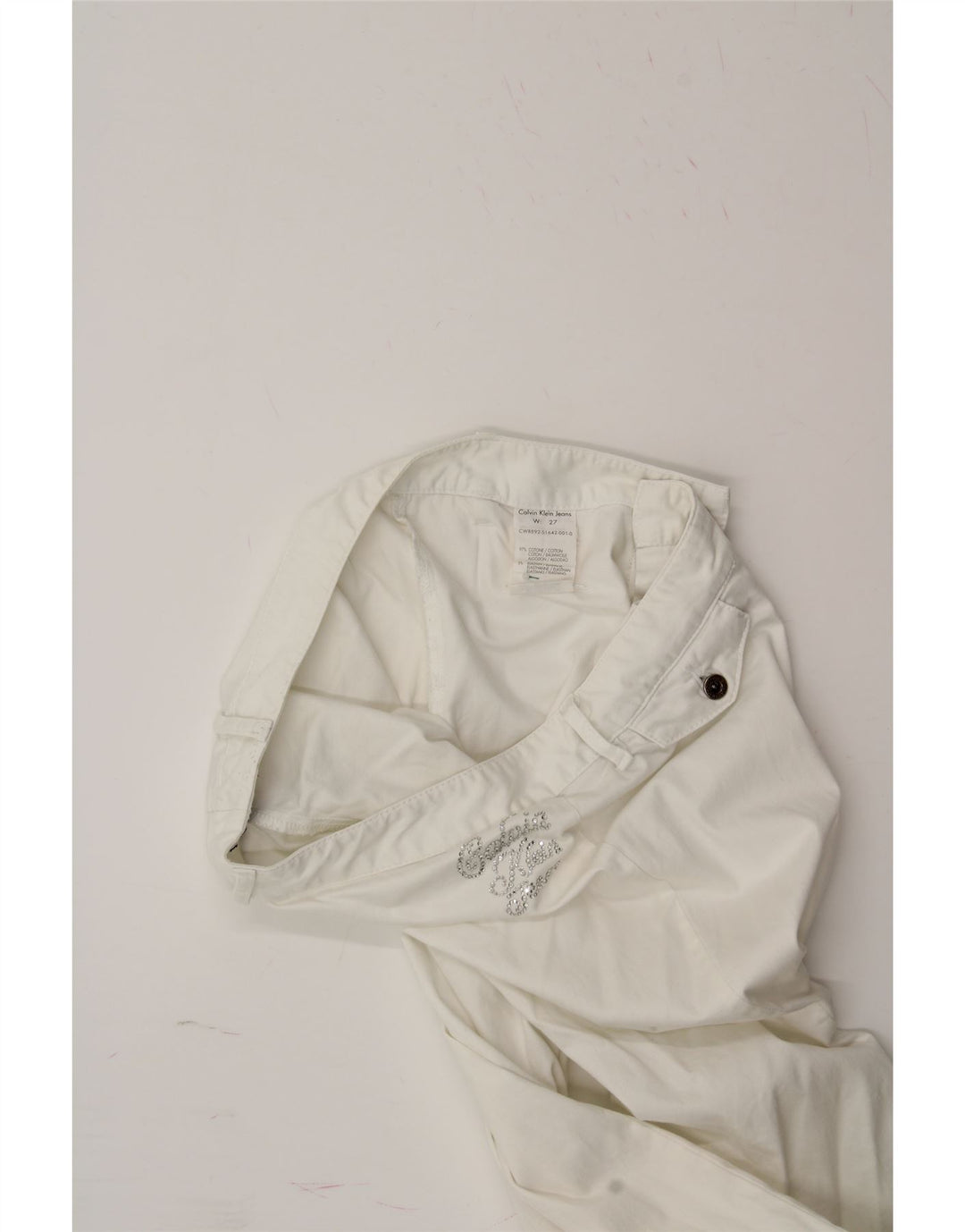 CALVIN KLEIN Womens Straight Casual Trousers W27 L30 White Cotton Vintage Calvin Klein and Second-Hand Calvin Klein from Messina Hembry 