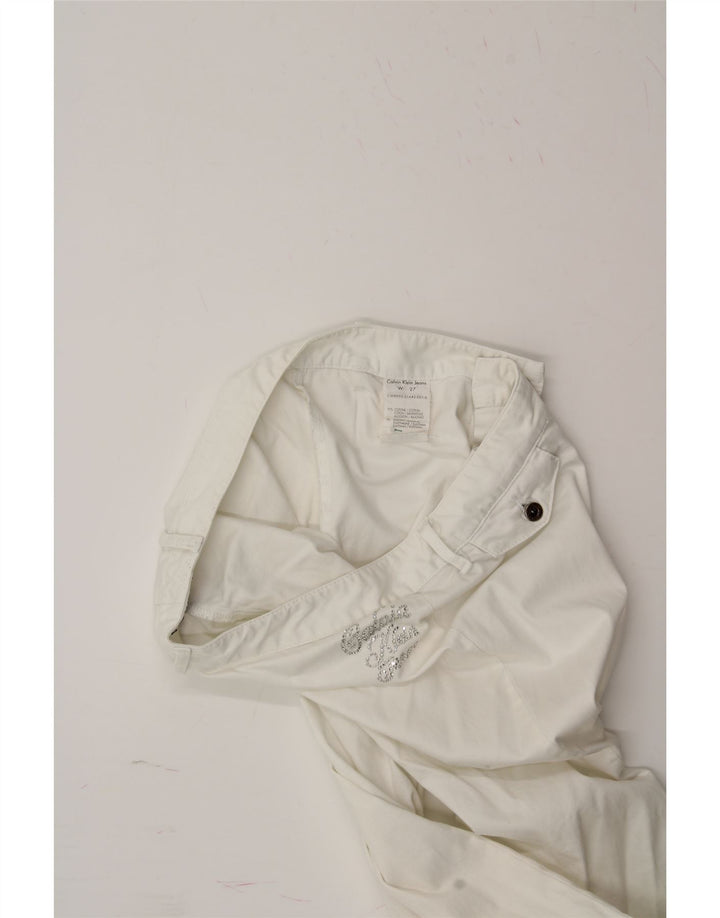 CALVIN KLEIN Womens Straight Casual Trousers W27 L30 White Cotton Vintage Calvin Klein and Second-Hand Calvin Klein from Messina Hembry 