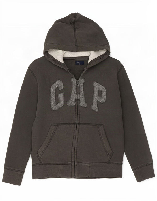 Suéter Gap Boys com capuz e zíper gráfico 8-9 anos algodão cinza