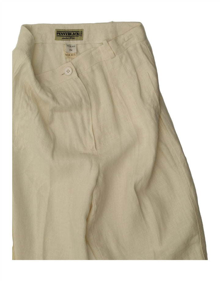 PENNY BLACK Womens Straight Suit Trousers IT 42 Medium W26 L27 Off White Vintage Penny Black and Second-Hand Penny Black from Messina Hembry 
