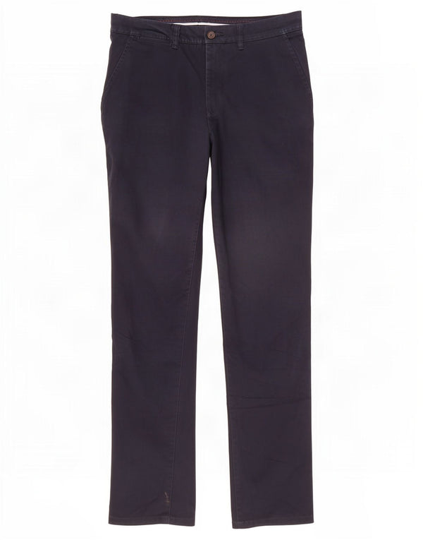Crew Clothing Mens Slim Fit Chino Calças W34 L33 Azul Marinho Algodão