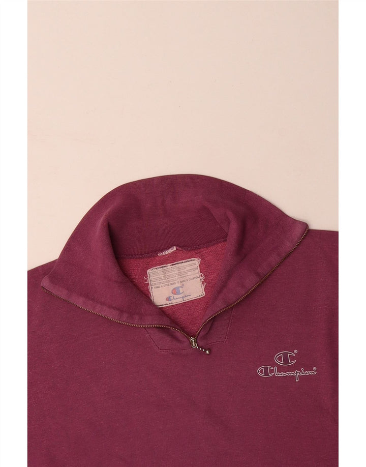 CHAMPION Suéter masculino com zíper e gola média rosa