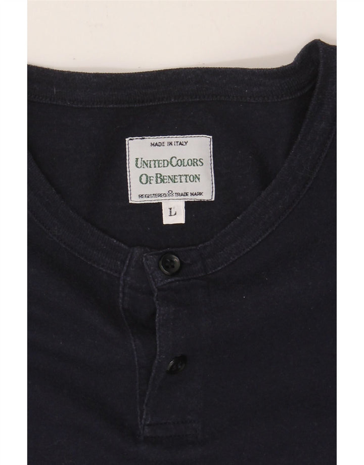 BENETTON Mens T-Shirt Top Large Navy Blue Vintage Benetton and Second-Hand Benetton from Messina Hembry 