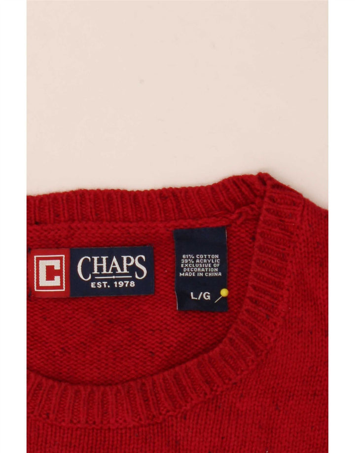 Suéter masculino Chaps com gola redonda, grande algodão manchado vermelho