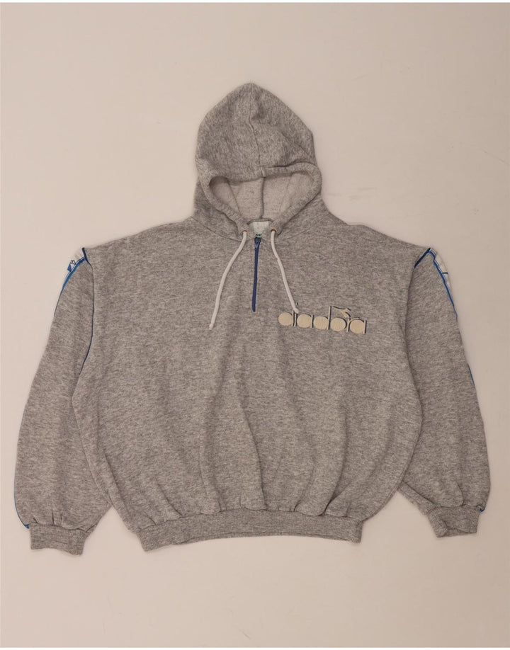 Suéter feminino com capuz gráfico oversized DIADORA Reino Unido 12 cinza médio