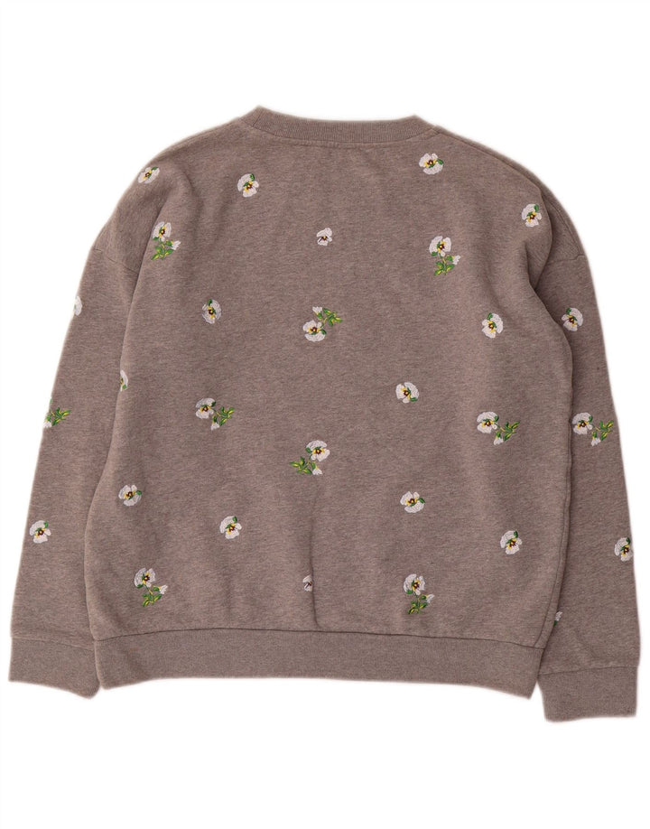 Jumper de moletom feminino grande JACK WILLS Reino Unido 8 pequeno cinza floral