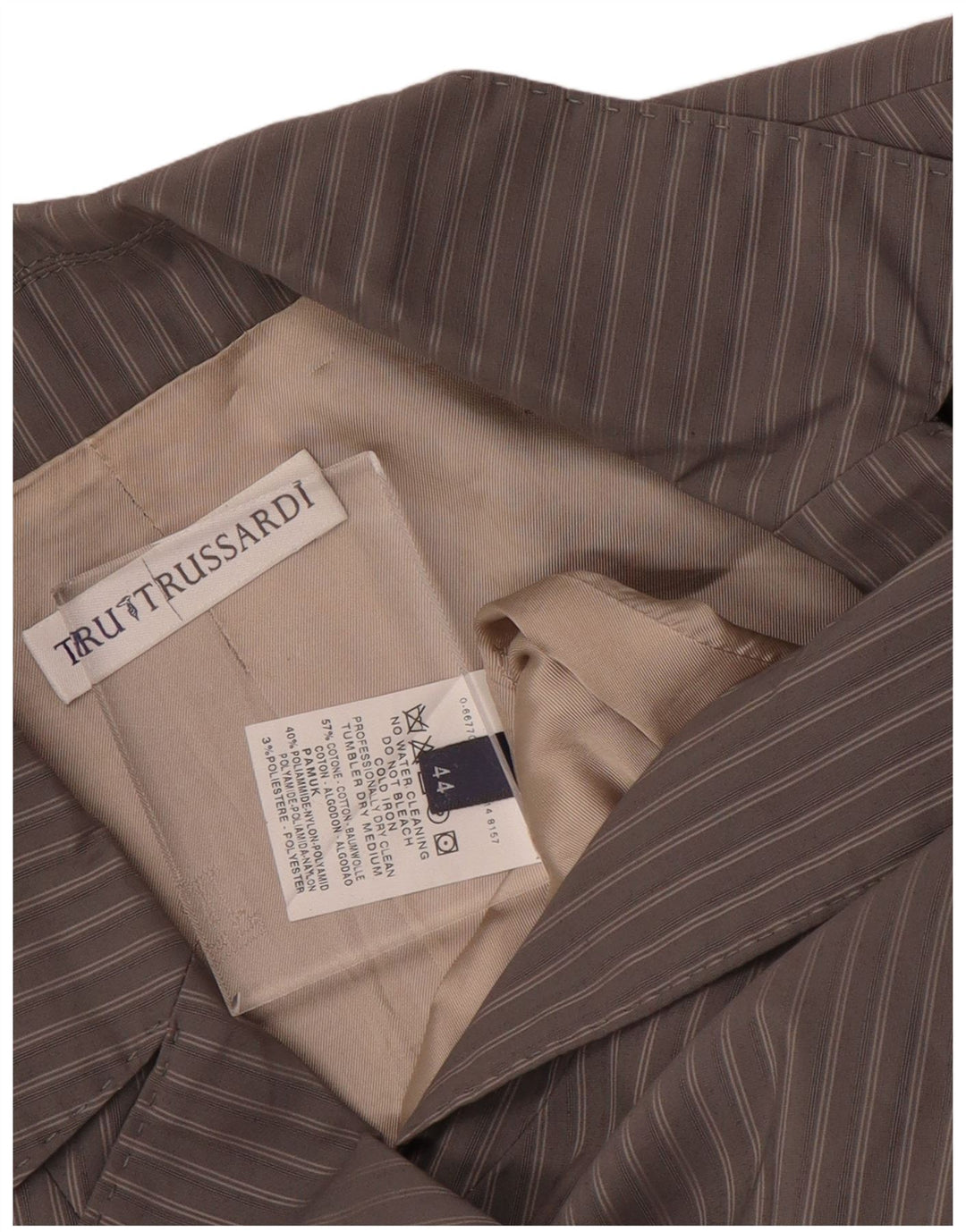 Jaqueta blazer feminina de 2 botões TRUSSARDI IT 44 algodão listrado cinza médio