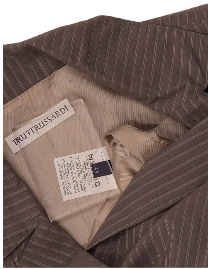 Jaqueta blazer feminina de 2 botões TRUSSARDI IT 44 algodão listrado cinza médio