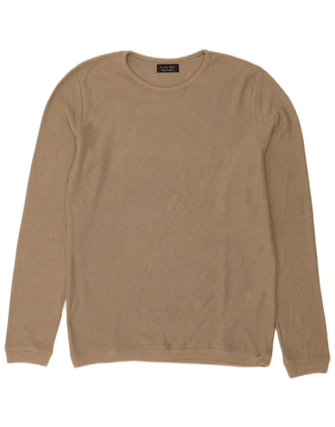 Zara Suéter masculino com gola redonda, grande poliéster cáqui