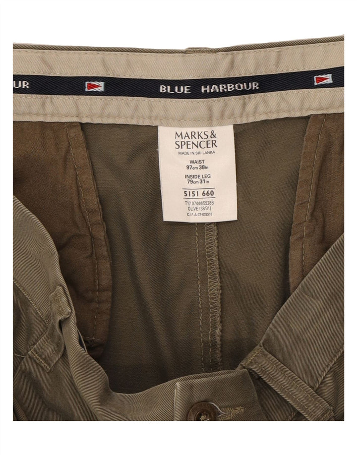 MARKS & SPENCER Mens Blue Harbour Pegged Chino Trousers W38 L31 Khaki Vintage Marks & Spencer and Second-Hand Marks & Spencer from Messina Hembry 