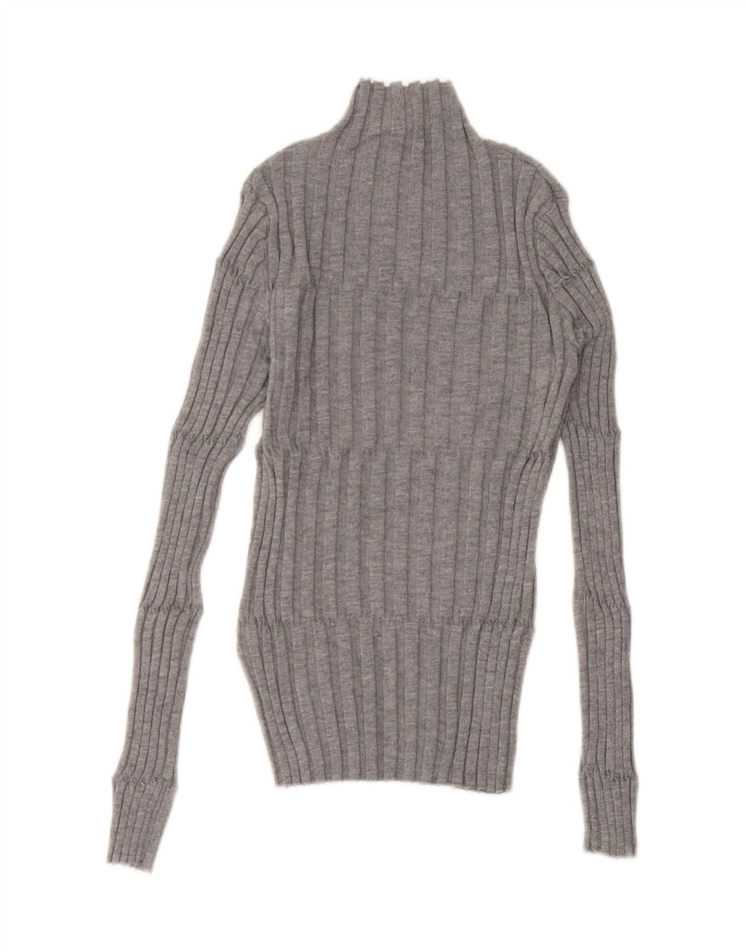Suéter feminino Zara com gola tartaruga UK 12 poliéster cinza médio