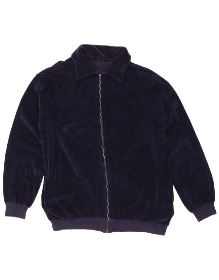 Jaqueta de treino feminina VINTAGE Reino Unido 16 grande algodão azul marinho