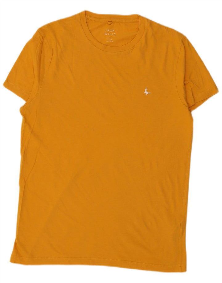 JACK WILLS Camiseta masculina top pequeno algodão amarelo