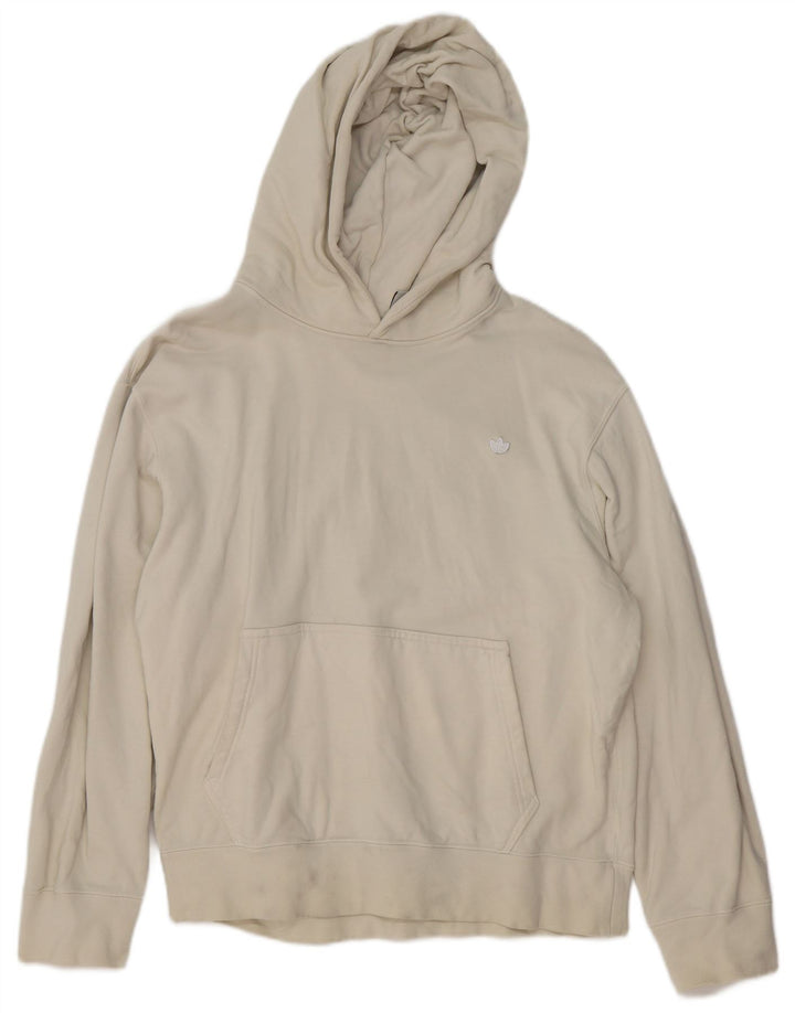 ADIDAS Womens Hoodie Jumper UK 14 Médio Off White Algodão