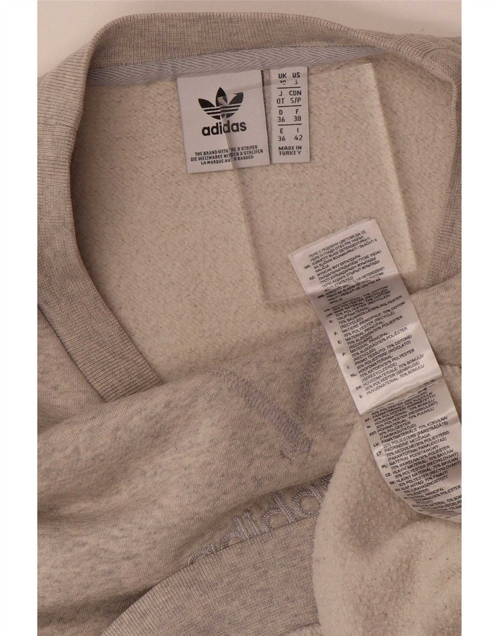 Adidas feminino oversized moletom jumper reino unido 10 pequeno cinza algodão