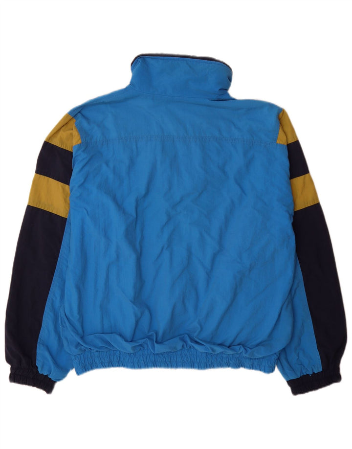 Jaqueta masculina vintage de ajuste solto, jaqueta superior azul médio colorblock
