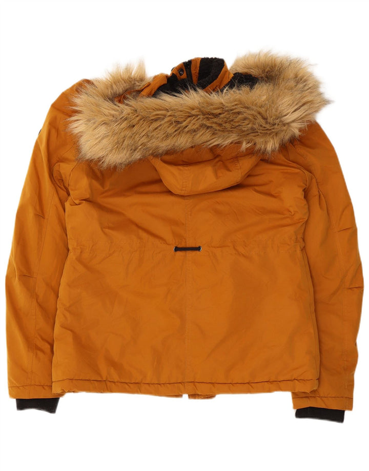 Jaqueta corta-vento feminina SUPERDRY com capuz UK 8 poliéster laranja pequeno