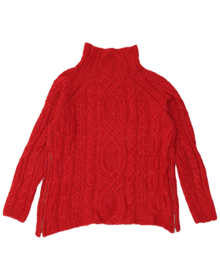Suéter feminino Zara com gola tartaruga Reino Unido 10 pequeno acrílico vermelho